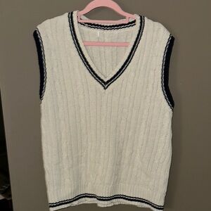 V-Neck Sweater Vest in White and Black